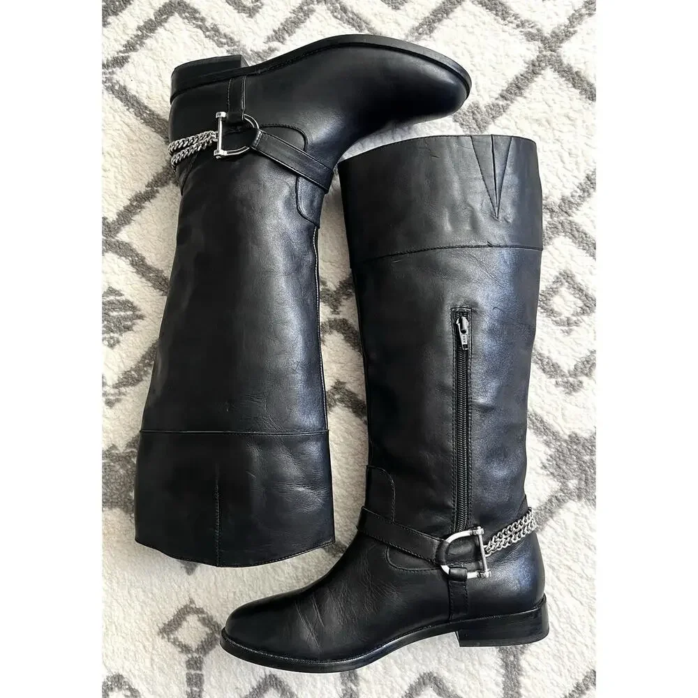 RALPH LAUREN Jacqui Black leather D-Ring Harness Tall Equestrian Boots - Picture 8 of 12